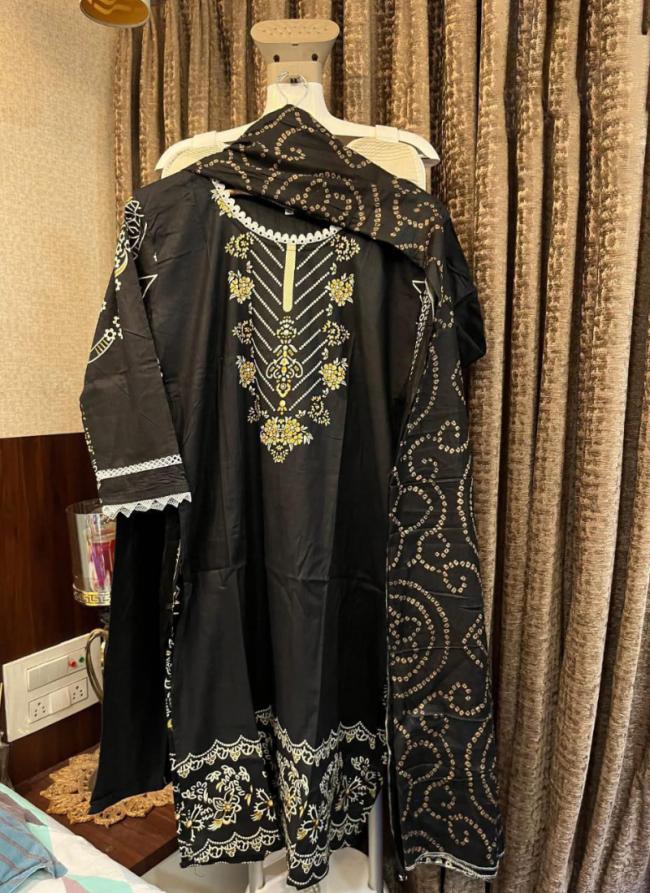 Cotton Black Traditional Wear Printed Readymade Pakistani Suit